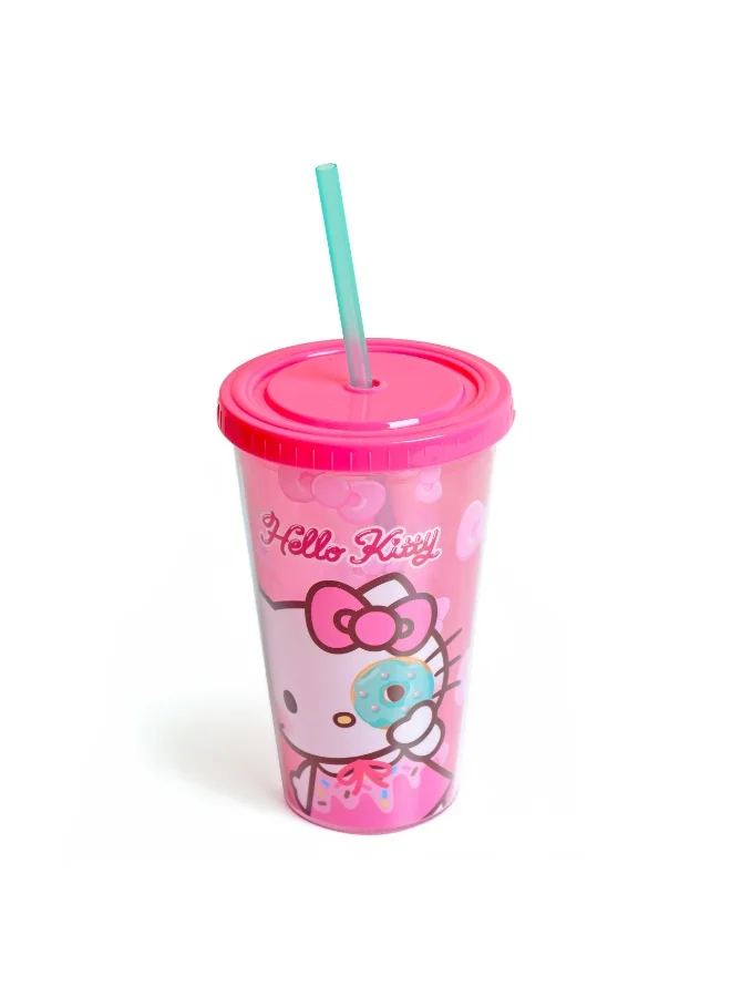 سانريو سانريو هالو كيتي كوب بلاستيك مزدوج الجدار فضي ٤٥٠ مل